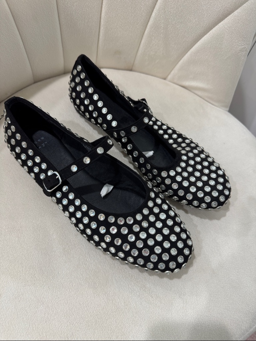 a new day Black Studded Mary Jane Flats